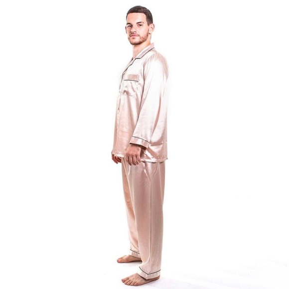 SOLDMen's Satin Pajamas Long Sleeves + Pants - Picture 5 of 13